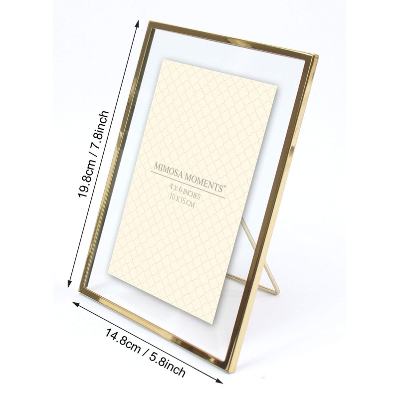 MIMOSA MOMENTS Brass Metal Floating 4x6 Picture Frame