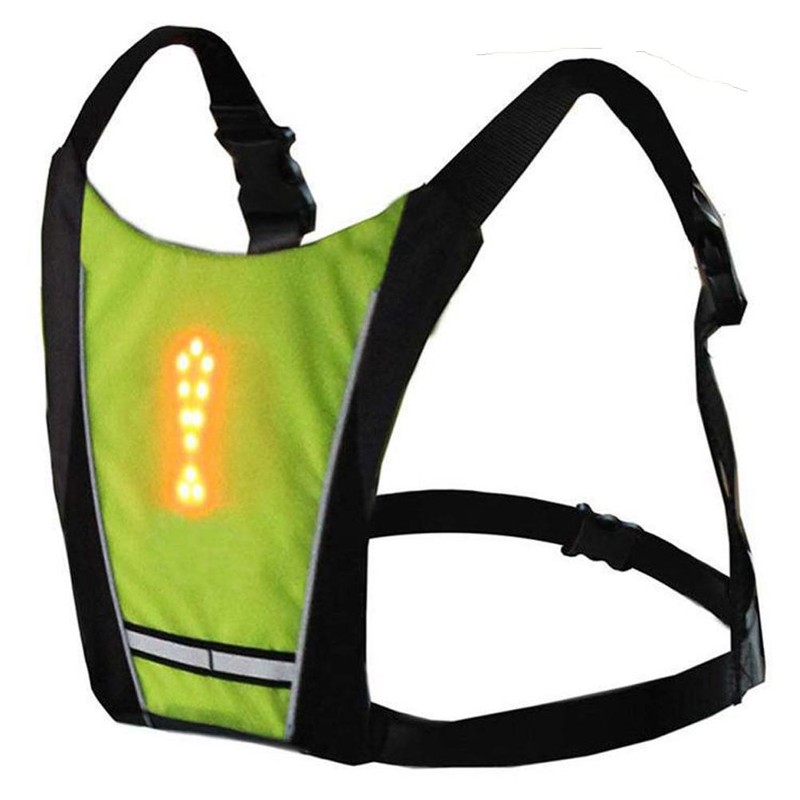 Reflective Cycling Vest with Rechargeable LED Direction Indicator Remote Control
