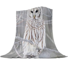 Greeeen Plush Fleece Throw Blanket | Fuzzy, Soft, Warm, Cozy, Reversible Blanket for Bed Couch Sofa Chair Travel- 49" x 59" Winter Owl