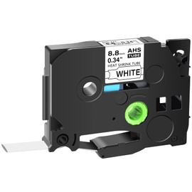 GREENCYCLE HSe-221 HS2-221 HS-221 Heat Shrink Tube Label Tape 8.8mm 3/8" Black on White Compatible for Brother Ptouch PT-D200 D210 D400 D450 PTD600 PT-E300 PT-E550W PTP700 PT-P710BT PT-P750W, 1 Pack
