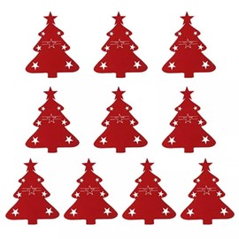MH MOIHSING Christmas Cutlery Holder, 10pcs Christmas Silverware Holder Red Christmas Cutlery Bag Xmas Utensil Holder Cutlery Wraps Bag Christmas Party Dinner Table Supplies (Red)