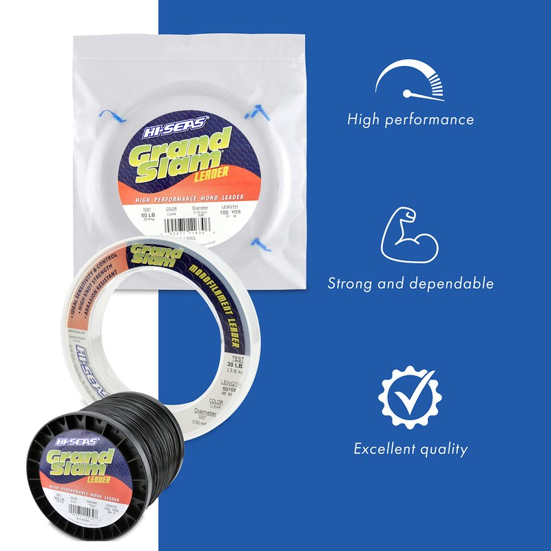 HI-SEAS Grand Slam Monofilament Leader, Black, 100-Yard/250-Pound