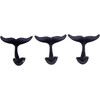 Rustic Dark Blue Cast Iron Whale Tail Wall Hooks, 4