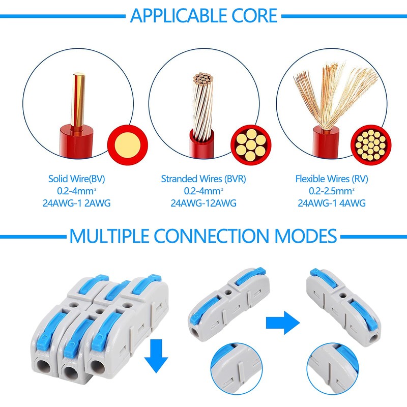 DIANN 30pcs Lever Wire Connectors 1 in 1 Out Quick