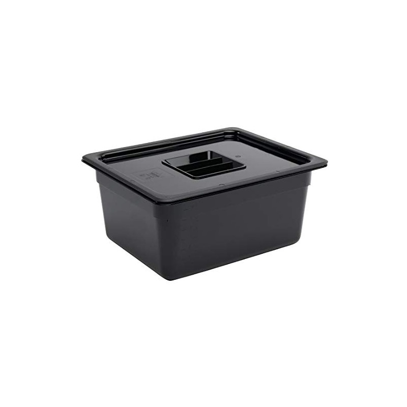 Vogue Polycarbonate 1/2 Gastronorm Container 150 mm Deep, Black, Capacity: