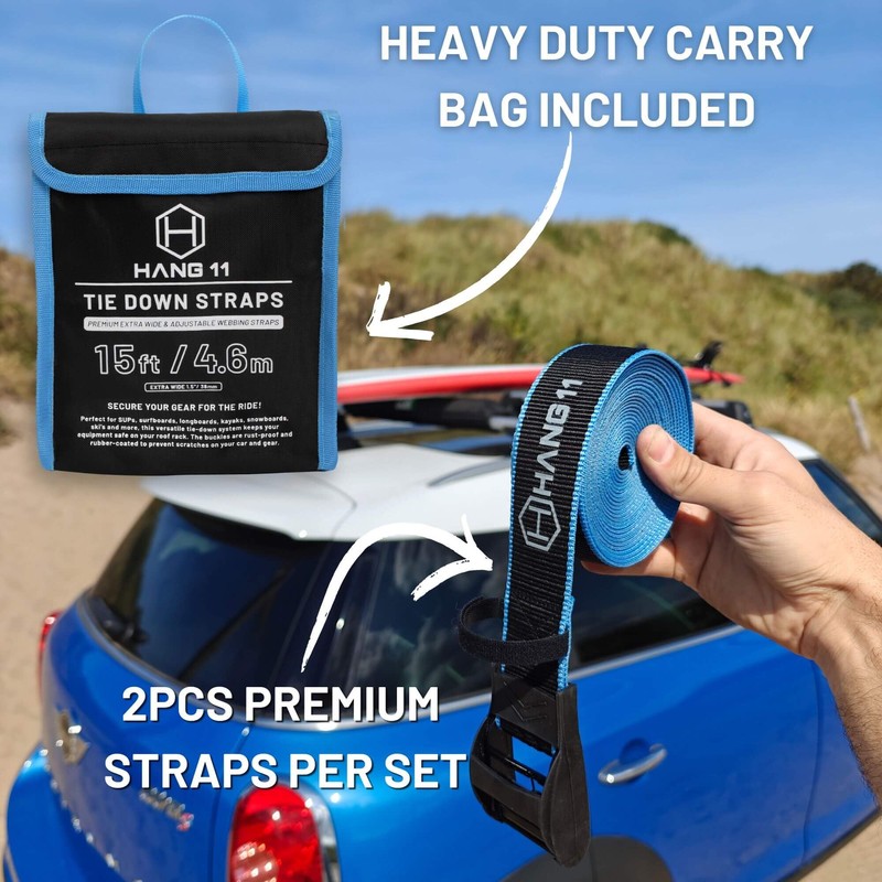 Hang 11 Surfboard Tie Down Straps for Roof Rack, Extra