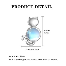 Moonstone Stud Earrings, Heart Moonstone / Hedgehog / Unicorn / Moon Star / Penguin Stud Earrings, 925 Sterling Silver, Rainbow Moonstone, Stud Earrings, Hypoallergenic Earrings for Women, Children, Sterling Silver