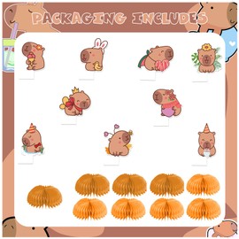 9 PCS Capybara Honeycomb Centerpieces Table Decorations Capybara Table Centerpieces for Capybara Party Supplies Birthday Party Decorations