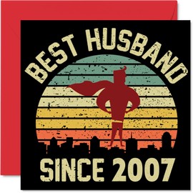 Stuff4 18th Card Wedding Anniversary for Husband - Best Husband - Happy 18th Wedding Anniversary Card Wedding Anniversary Cards for Lover 145mm x 145mm Greeting Cards for Anniversaries
