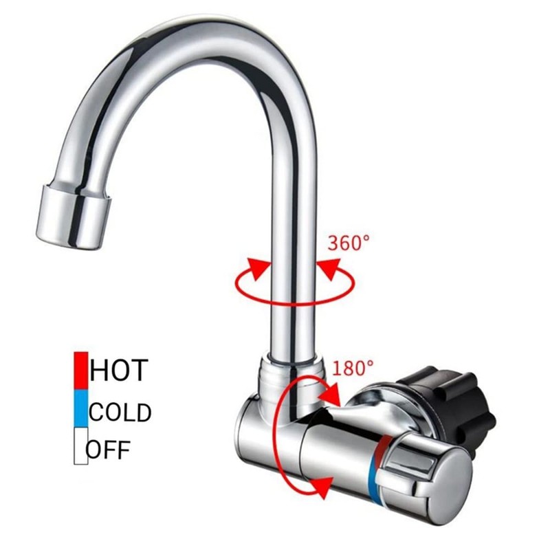 Riloer Foldable Copper Kitchen Tap, 360° Rotating Basin Tap, Cold