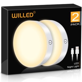 WILLED 2 Pack Dimmable Touch Lamps 3000K Rechargeable Battery Operated for Cabinet Counter Kitchen Bedroom