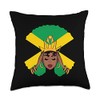 Melanin Poppin Jamaican Queen With Crown Throw Pillow