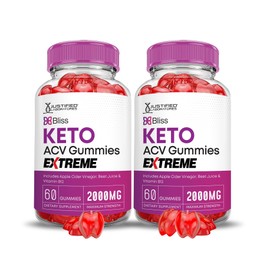 Justified Laboratories (2 Pack Bliss Keto ACV Gummies Extreme 2000MG Bliss Keto Gummies Apple Cider Vinegar Formulated with Pomegranate Beet Juice Powder B12 Vegan Non GMO 120 Gummys