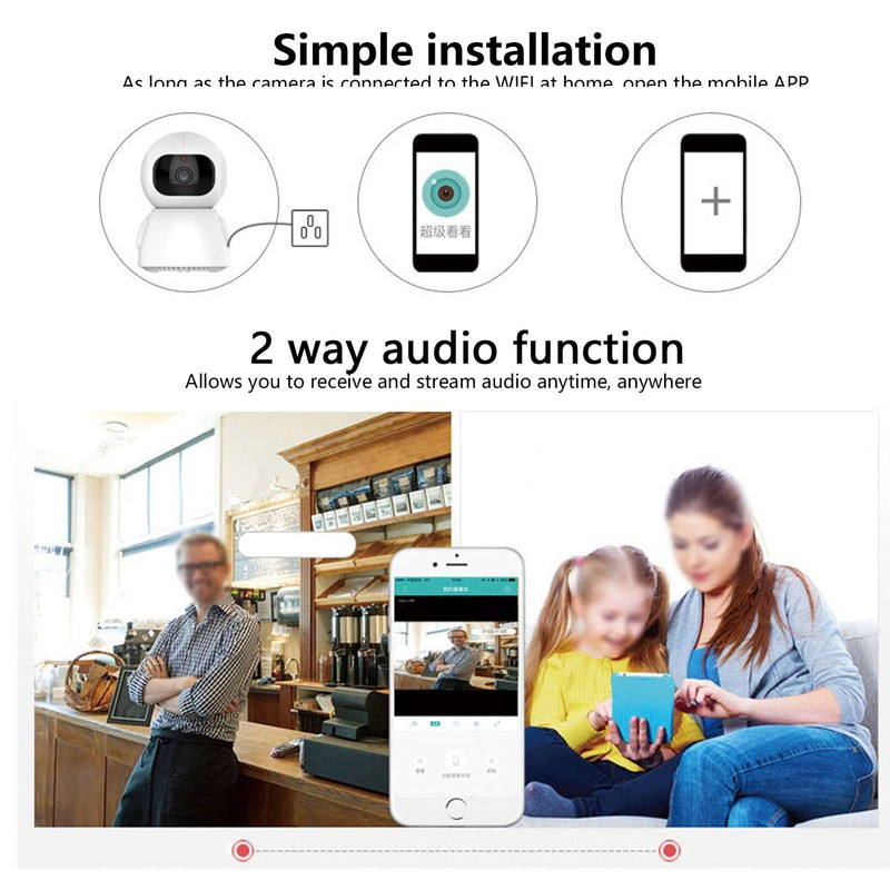2K 3MP Smart Security Camera WIFI 360° Panoramic Night Vision