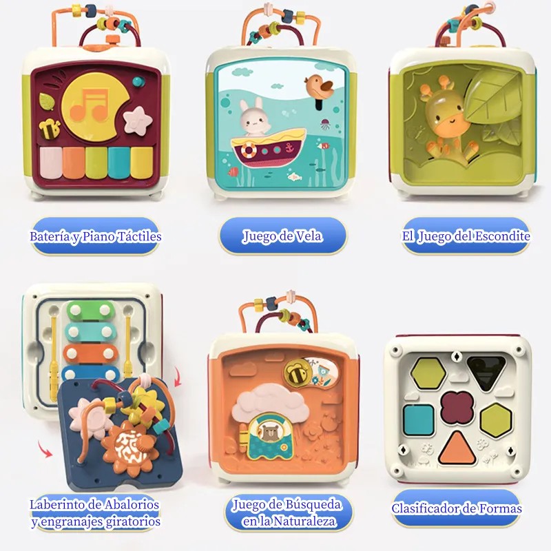Cubo Didctico De Actividades Montessori 6 En 1 Para Bebs