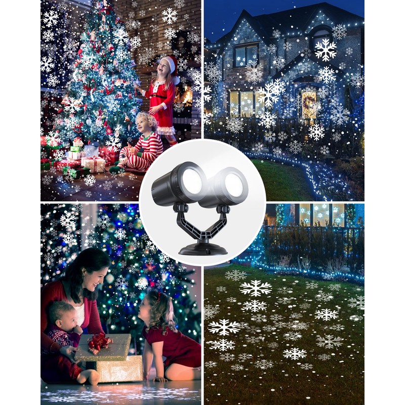 Brightown Snowflake Projector Lights Outdoor, Double Head Dynamic LED Rotating