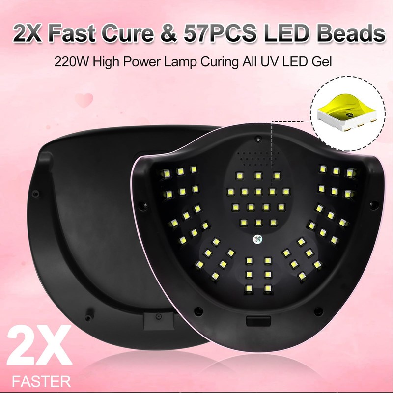LKE 220W UV LED Nail Lamp, Professional Gel Dryer with