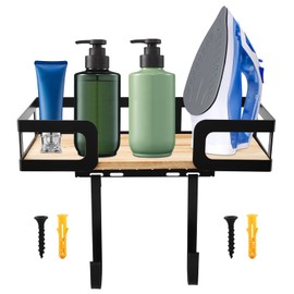 Ironing Board Holder Wall Mount, Metal Ironing Board Hanger with Shelf, T&V Shaped Space Saving Iron Holder for Laundry Room Accessories Organization