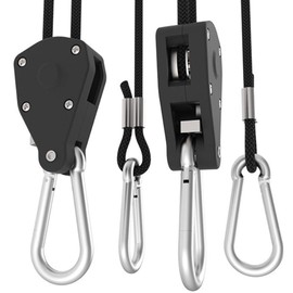 6 Pairs 1/8" Heavy Duty Ratchet Hangers, Adjustable Rope Hangers, Grow Light Rope Hangers for Grow Plant Fan Filter Light Room Equipment, 150 LB Capacity per Pair