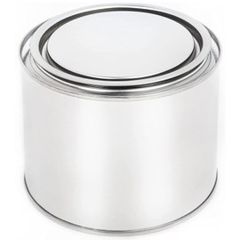 BenBow Tinplate Box 4 x 500 ml with Push In Lid - Airtight, Opaque, Empty, Round - Storage Container