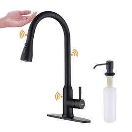 Touch Kitchen Faucet,KEER Smart Kitchen Sink Faucet with Pull Down Sprayer, Touch on Activated Kitchen Bar Sink Faucet Brushed Nickel, Stainless Steel (Matte Black)