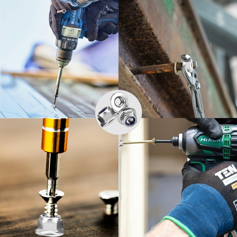 UHMC M6 Nuts,40 Pcs 6mm Locking Nuts Galvanized Iron Locking