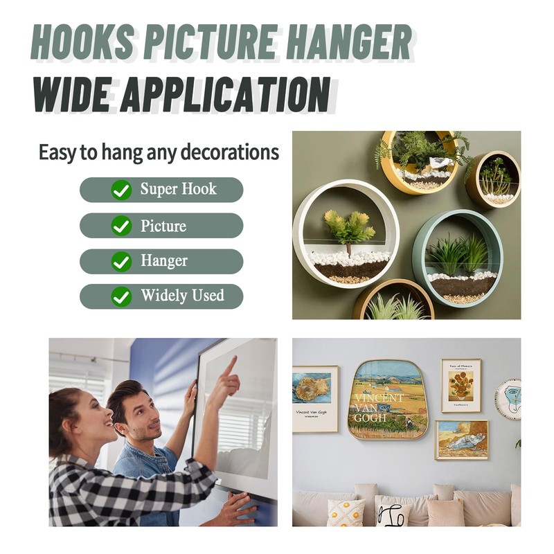 Super Hooks Picture Hanger,Gorilla Hooks - Hang Art, Clock, Shelves,