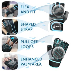 TAVIALO Men's Fitness Gloves - Training Gloves with Reinforced Palm & Wrist Support - Non-Slip Grip for Strength Training, Bodybuilding & Crossfit - Sizes M & L