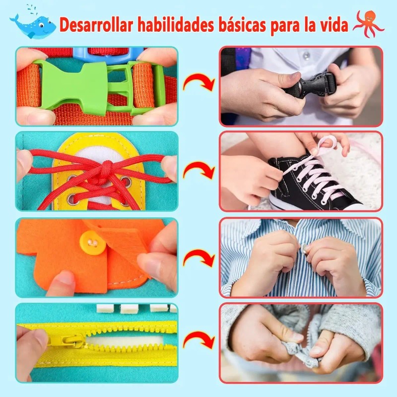 Juguete Tablero Montessori Sensorial Para Niños De Dos Años