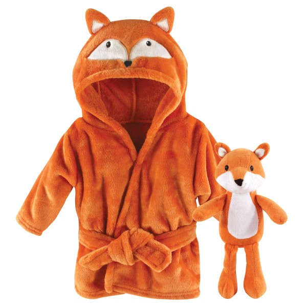 Hudson Baby Infant Boy Plush Bathrobe and Toy Set, Fox,