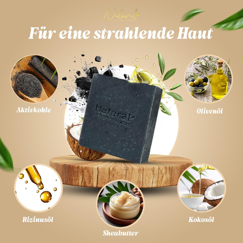 Natural Cilt Active Charcoal Soap, 100% Natural Soap, Without Harmful