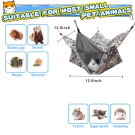 Guinea Pig Ferret Rat Corner Tunnel and Hammock, Guinea Pig Hideout Corner Tunnel & Tubes for Bunny Rabbit Hedgehog Piggy Chinchilla Toys and Cage Accessories (3. Hammock-Cat)