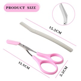 EAVUYIS Augenbrauenschere Trimmer Schere mit Kamm, 2 Stück Augenbrauenmesser, Augenbrauenschere zum Kürzen der Augenbraue und Wimpern, für Frauen und Männer (Rosa)