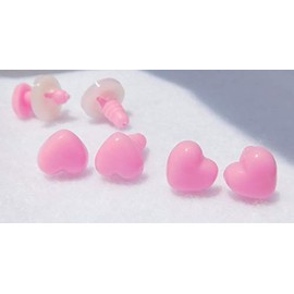 12 Heart Shape Safety Nose Button Eye Teddy Bear Doll Sewing Crochet Knitting Amigurumi Crafts (Pink, 10mm)