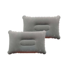 JR Quality Product Pack of Two Inflatable Blow up Pillows for Camping Holidays, Fishing and Travel Comfort. Compact and Light for Easy Storage (Grey) 37cm x 28cm