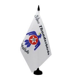 AZ FLAG - Tischflagge der US-Luftwaffe, 21 x 14 cm – kleine Flagge der amerikanischen Thunderbirds, 100% Polyester, mit Fahnenstange von 25 cm und Sockel aus schwarzem Kunststoff