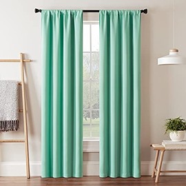 Eclipse Darrell Modern Blackout Thermal Rod Pocket Window Curtains for Bedroom or Living Room (Single Panel), 37 in x 84 in, Mint