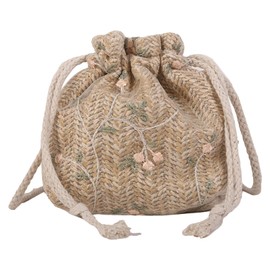 Small Woven Bucket Bag | Drawstring Bucket Purse,Hobo Small Drawstring Shoulder Bag Weave Hand Bag Women Summer Beach Purse