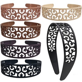 Springtime 6 Pack Hollow Cutout Headbands for Women Wide Plastic Hairband