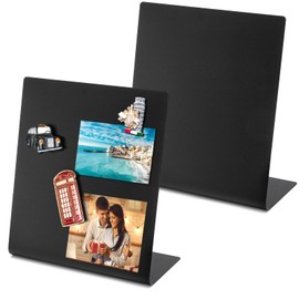 Bekith 2 Pack Magnetic Bulletin Board with Easel Stand, 11 x 9.8 Inch Magnetic Metal Board for Tabletop, Memo Display Board for Home, School, Kitchen, Office, Black