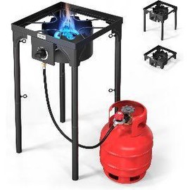 ROVSUN 100,000 BTU Portable Gas Camping Stove/with Side Shelf & Carrying Bag, Outdoor Propane Burner with 20psi Regulator, High Pressure Single Cooker Camp Cooking Home Brewing - Style: Stove