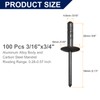 sourcing map 50Pcs 3/16"x3/4" Aluminum Blind Rivets, Large Head Multi