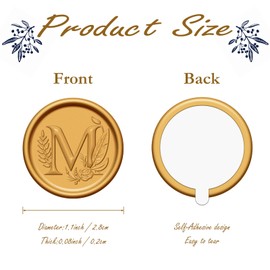Wax Seal Stickers Gold Letter M Pack of 20