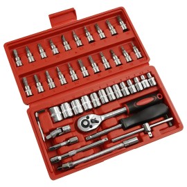 48 Pcs Socket Wrench Set 1/4" Drive Ratchet Metric Kit Garage Car Repair Tool US