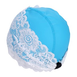 Womens Swimming Cap Ladies Waterproof Swim Cap Lace Flower Swimming Hat Bathing Cap Ears Protection Cap Super Elastic Turban Swimming Cap Comfortable Shower Cap Surfing Cap for Long Hair Short Hair