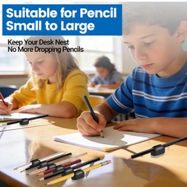 Fematin 12 Pack Adhesive Pencil Pen Holders for Desk, Silicone Flexible Pens Holder for Wall,Clipboard,Marker,Office Organizer Small and Large,Classroom Must Haves,Teacher Supplies,Black
