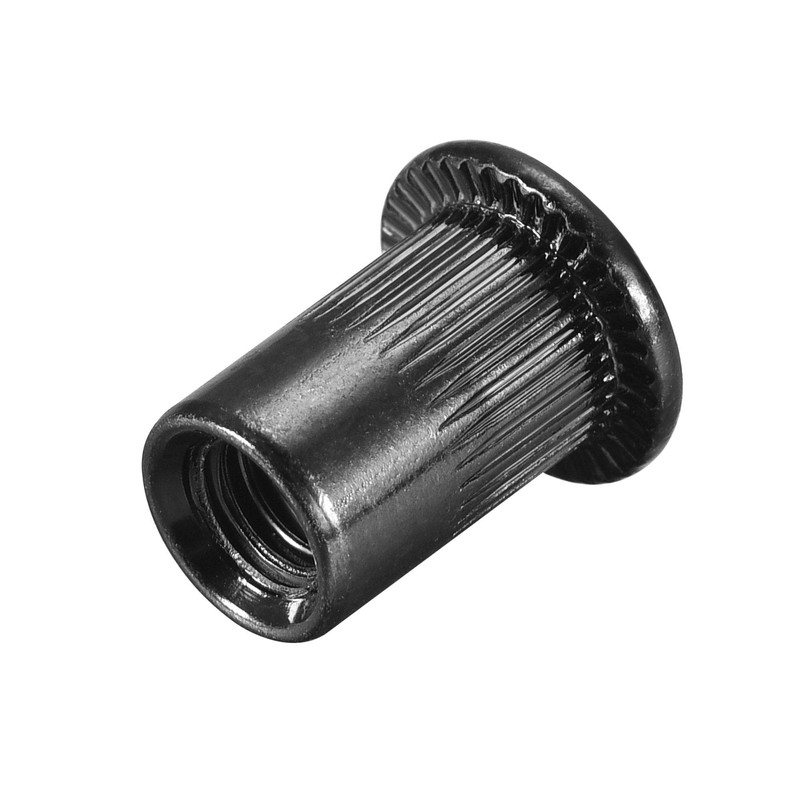 sourcing map M6 Rivet Nuts Carbon Steel Zinc-Plated Knurled Flat