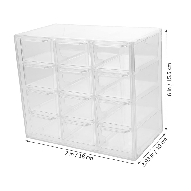 TEHAUX 12-Grid Storage Box with Drawers Dustproof Desktop Organizer for