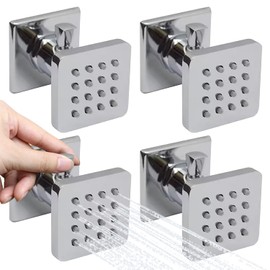 Backnets Brass Shower Body Jets with Adjustable Flow, Massage Spa Polished Chrome Square Body Spray Shower Side Wall Sprayer Head Jets, 4 pcs, Water Saving
