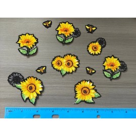 Sun Flowers and Bees Pre-Cut Iron on Fabric Appliques